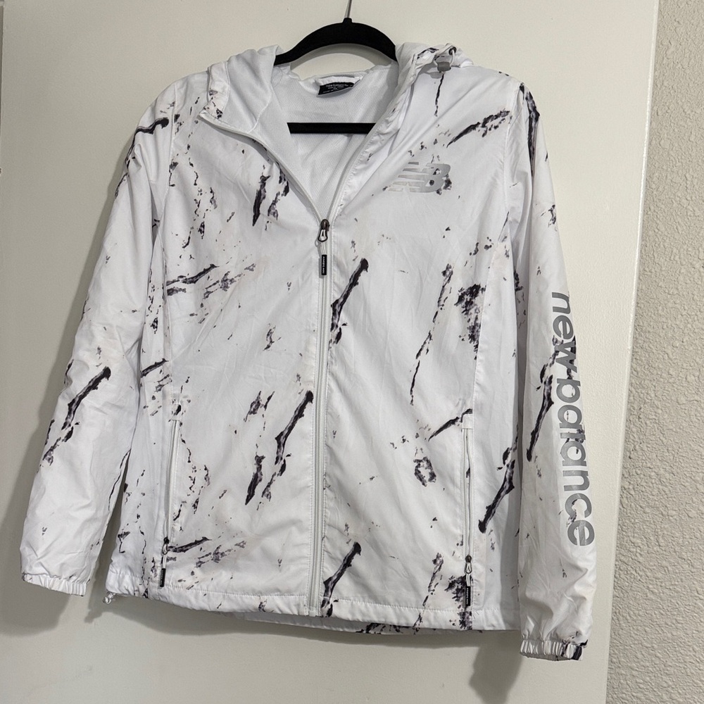 New Balance White and Black Hooded Jacket